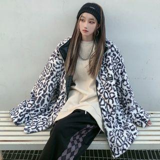 Two-tone Leopard Print Zip Jacket