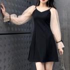 Mock Two-piece Long Sleeve A-line Mini Dress