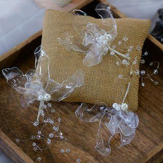 Set Of 3: Wedding Flower Faux Crystal Headpiece Set Of 3 Pcs - White - One Size