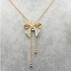 Alloy Rhinestone Bow Pendant Necklace As Shown In Figure - One Size