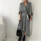 Long-sleeve Midi Shirtdress As Shown In Figure - One Size