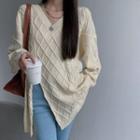 Cable Knit Slit Sweater