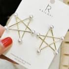 Faux Pearl Alloy Star Earring 1 Pair - As Shown In Figure - One Size