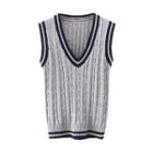 Cable Knit Sweater Vest Gray - One Size