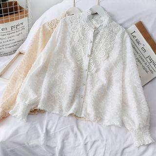Lace-panel Fringed Blouse