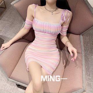 Striped Strappy Sheath Dress Stripes - Multicolour - One Size
