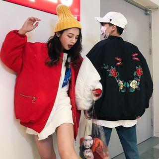 Couple Matching Floral Embroidered Padded Jacket