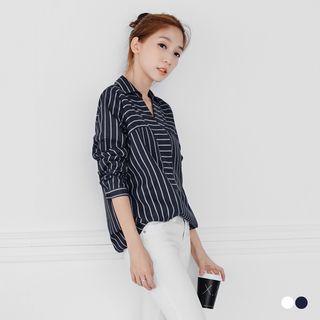 Pinstripe Dolman Longline Shirt