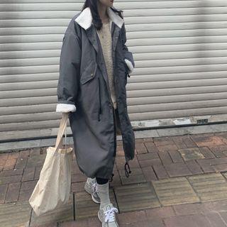 Furry Trim Coat Gray - One Size