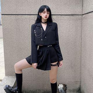 Cropped Blazer / Pleated Mini A-line Skort