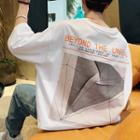 Letter Embroidered Oversize Elbow-sleeve T-shirt