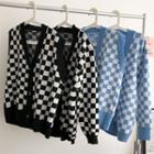 Checkerboard Single-breasted Sweater Vest / Sweater