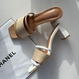 Paneled Block-heel Sandals