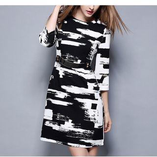 Painted 3/4 Sleeve Mini Dress