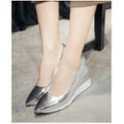 Metallic Wedged Pointy Pumps