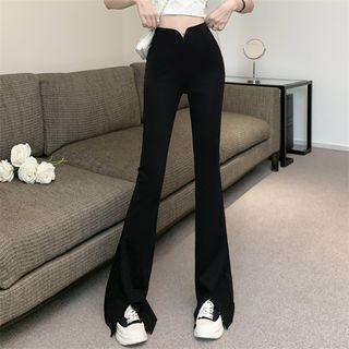 High-waist Silt-front Flare Pants