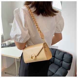 Faux Pearl Hoop Flap Crossbody Bag