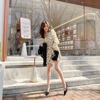 Rose Pattern A-line Minidress