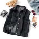 Denim Button-up Vest Black - One Size
