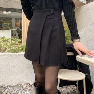 Pleated-panel Mini Wrap Skirt