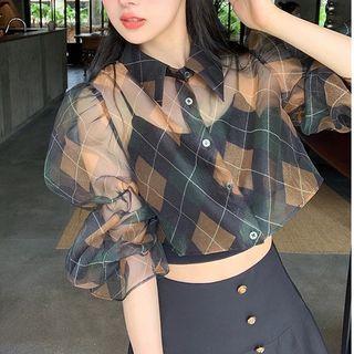 Argyle Cropped Blouse