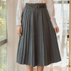 Pleated Midi Skirt With Belt