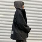 Oversized Lettering Cargo Jacket Black - One Size