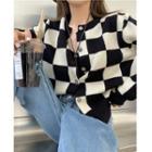Check Loose-fit Cardigan Black - One Size