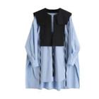 Two Tone Bow Buttoned Blouse