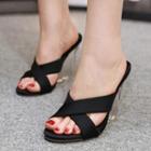 Crossover Strap Clear Wedge Sandals