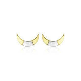 Sterling Silver Simple And Fashion Two-color Moon Stud Earrings Silver - One Size