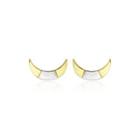 Sterling Silver Simple And Fashion Two-color Moon Stud Earrings Silver - One Size