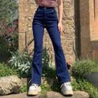 High-waist Studded Slit Boot-cut Jeans