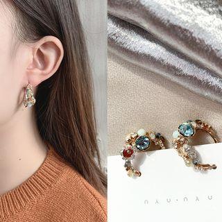 Rhinestone Hoop Earring Earring - Gold - One Size
