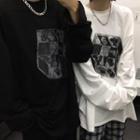 Couple Matching Cartoon Print Long-sleeve T-shirt