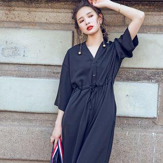 Cropped Wide-leg 3/4-sleeve Jumpsuit