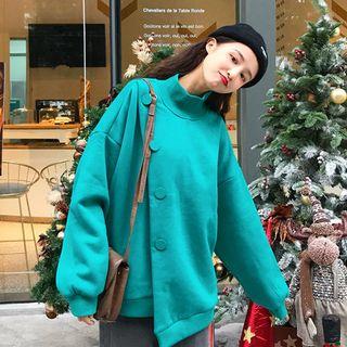 Mock Neck Button-detail Pullover