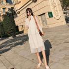 Mesh Tiered Long-sleeve Dress