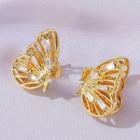 Rhinestone Alloy Butterfly Earring 1 Pair - 01 - 8388 - Gold - One Size