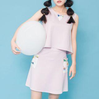 Set: Pattern Tank Top + A-line Skirt