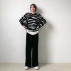 Zebra Print Sweater / Wide Leg Pants