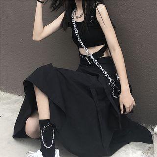 Buckled Tank Top / Midi A-line Skirt
