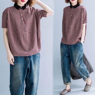 Plaid Short-sleeve Shirt As Shown In Figure - F