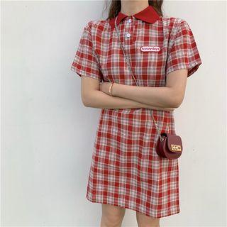 Short-sleeve Plaid Polo Dress