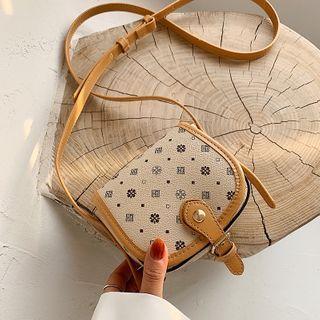 Patterned Faux Leather Saddle Crossbody Bag