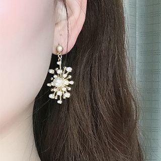 Faux Pearl Flower Drop Earring Be0936 - Sunflower - One Size