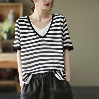 Short-sleeve Mock Two-piece T-shirt (various Designs)