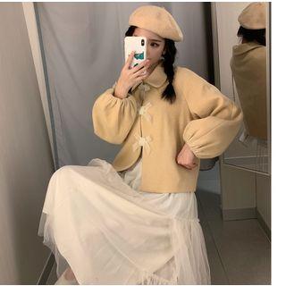 Bow Accent Coat / Midi A-line Skirt