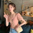 Square-neck Puff-sleeve T-shirt