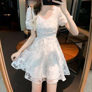 Short-sleeve V-neck Butterfly Dress